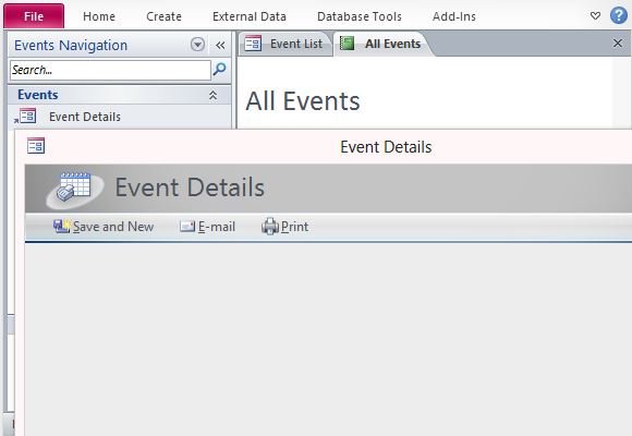 event management template for microsoft access
