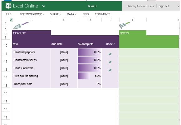 garden bed planner template excel