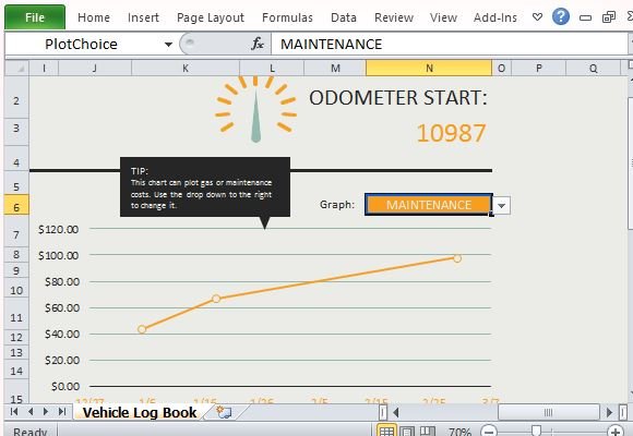 calculate mileage and fuel expenses with vehicle log book for excel gas mileage log book