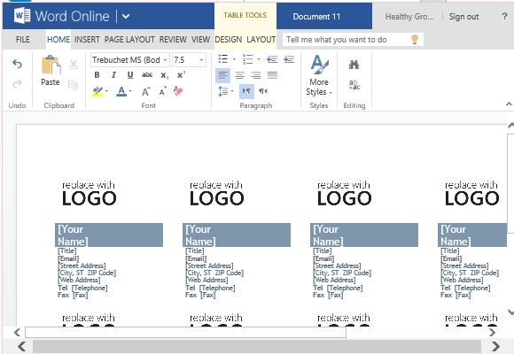 Business Cards Template For Word Line