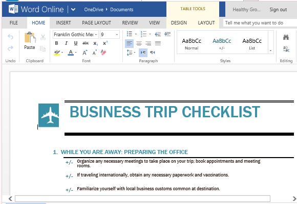 business trip checklist maker for microsoft word