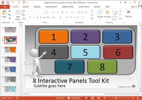 animated powerpoint template with 8 interactive components