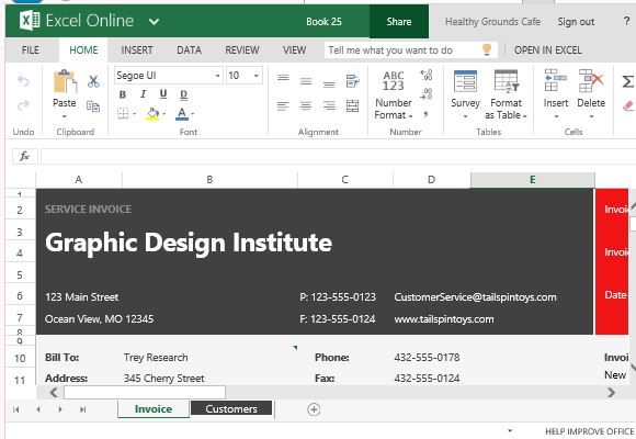free service invoice template for excel