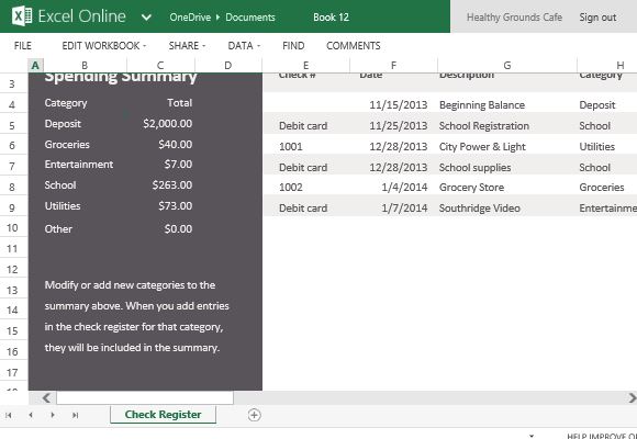 record account payments deposits with check register template for