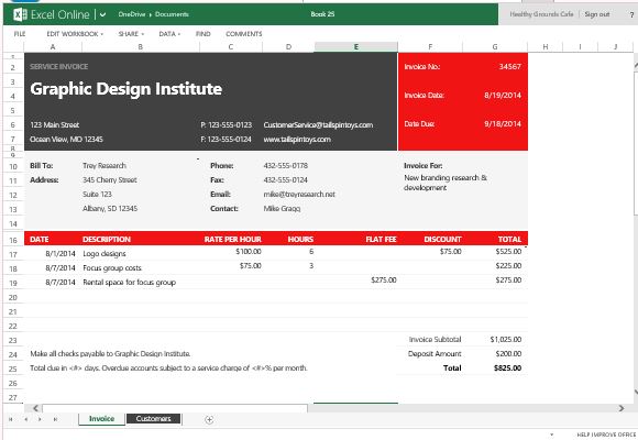 free service invoice template for excel