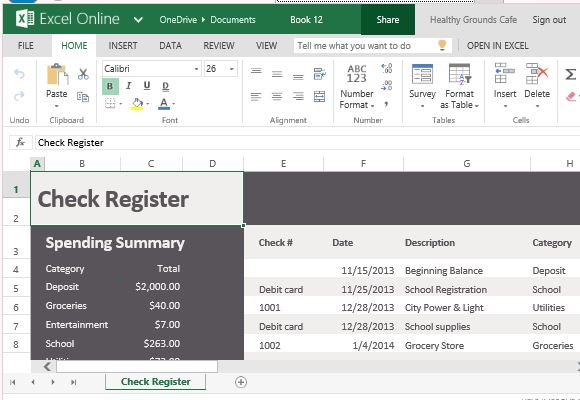 record account payments deposits with check register template for checkbook template excel