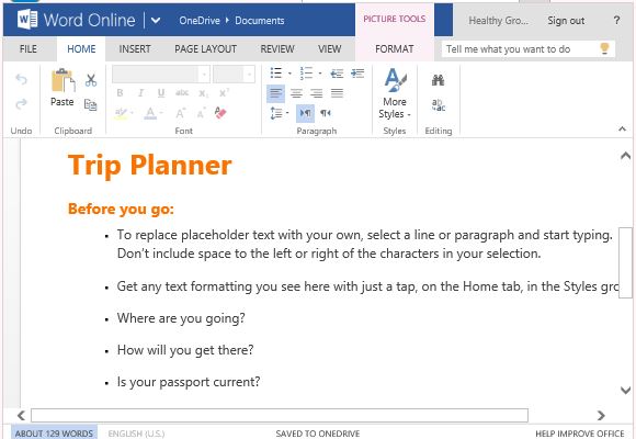 free trip planner template for word online