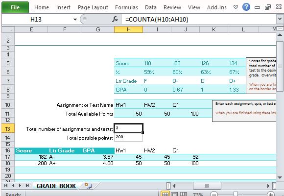 excel gradebook