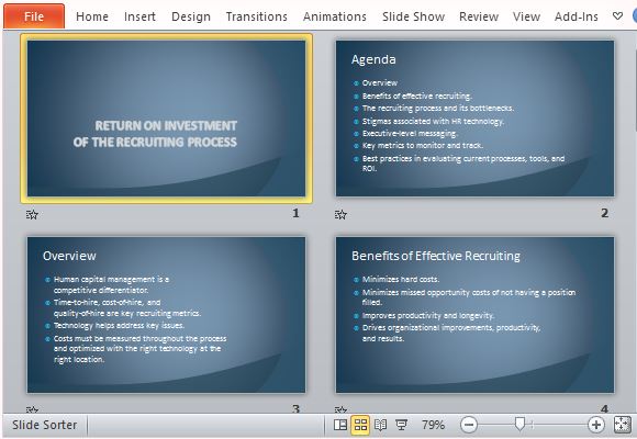 recruiting process return on investment template for powerpoint recruiting process return on investment template for powerpoint, Executive Level Presentation Template, Presentation templates