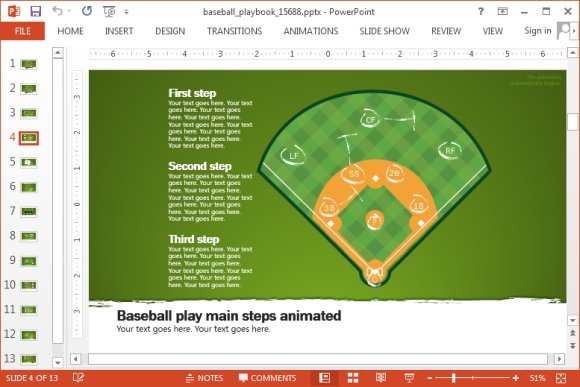 Animated Baseball Playbook PowerPoint Template