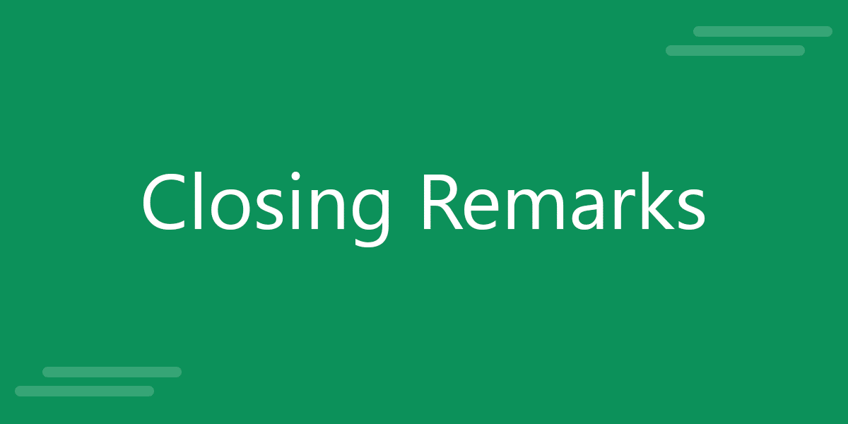 Closing remarks. Closing. Remarks. Salute Speech logo. Open remarks and closing remarks for essays.