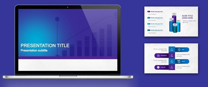 business powerpoint template with violet color palette by slidemodel