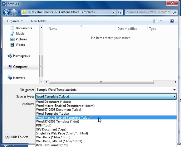 How to create a word template from an existing document