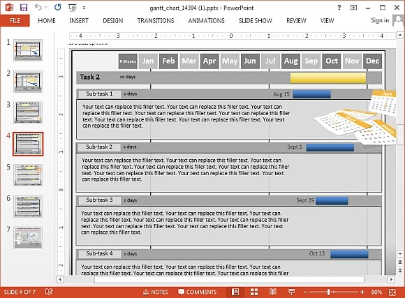 interactive gantt chart project progress template for powerpoint