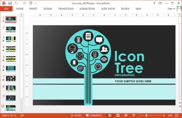 animated icon tree infographic template for powerpoint