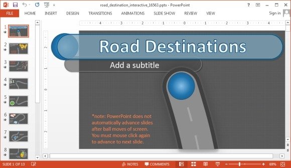 interactive road powerpoint template with animated timeline