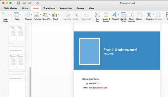how to make a resume in powerpoint