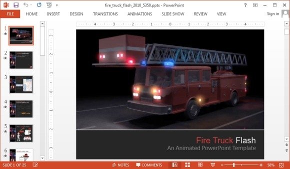 animated fire truck powerpoint template jpg fppt
