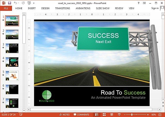 Animated road to success PowerPoint  template  jpg FPPT