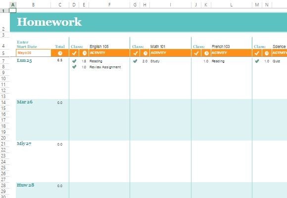 School homework agenda