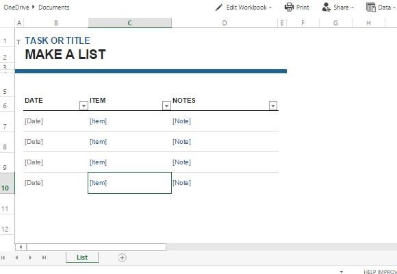 Task List Maker Template For Excel