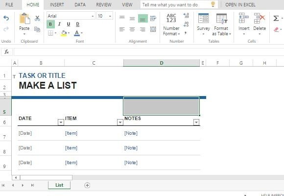 how to create a todo list in excel