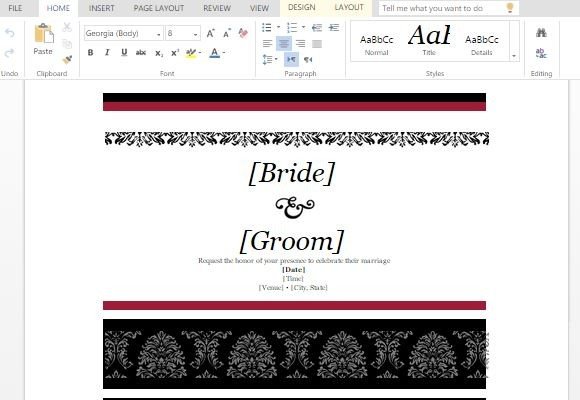Wedding Invitations Template For Word Online