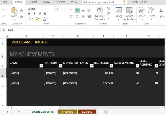 Video game stats tracker template for excel