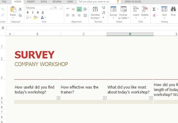 workshop survey form template for excel workshop survey template