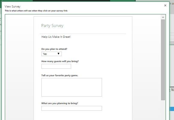 party planning survey form template for excel