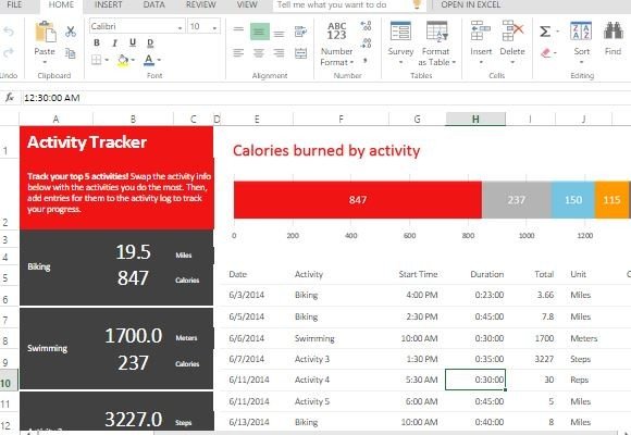 Exercise Activity Tracker Template For Excel