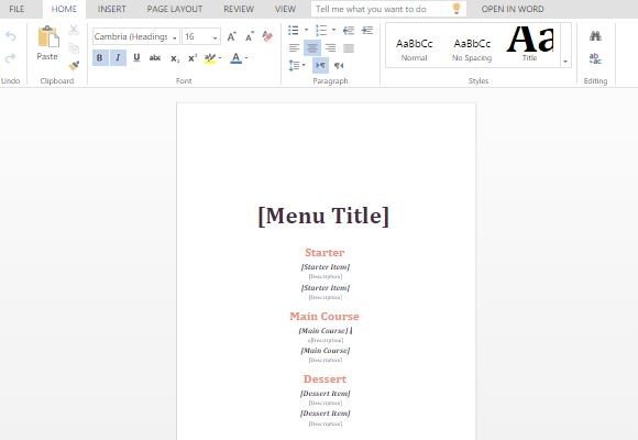 Informal Event Menu Maker Template For Word informal-event-menu-maker-template-for-word