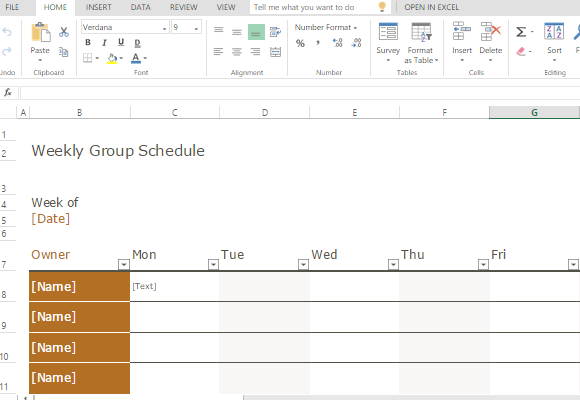 simple and functional group schedule template for any industry or