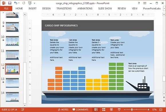 animated cargo ship powerpoint template shipping chart maker