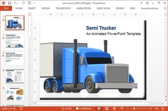 animated freight truck powerpoint template