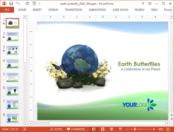 Animated green earth powerpoint template