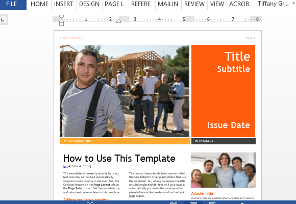professional newsletter template for word