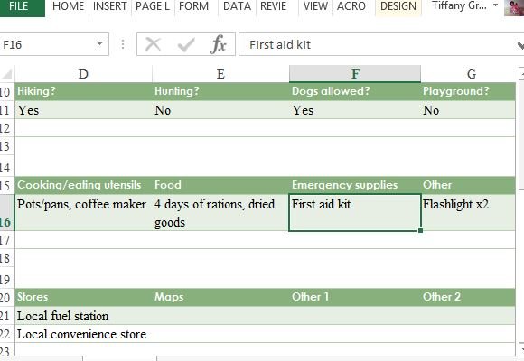 camping trip planner for excel camping trip planner