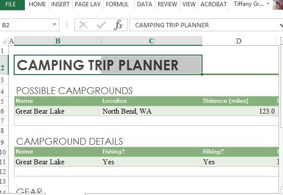 camping trip planner for excel camping powerpoint template