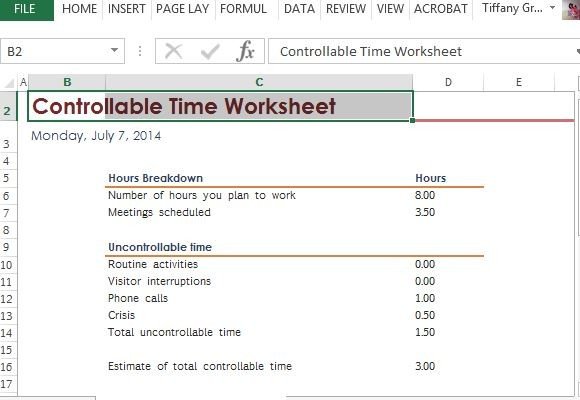 Controllable Time Worksheet Template For Excel