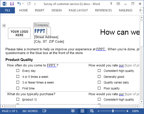 rate our service template
