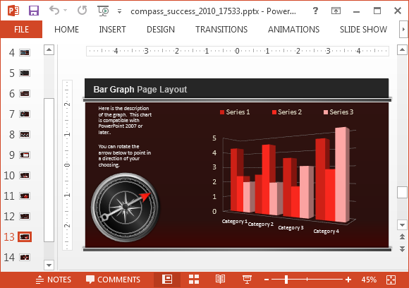 chart slide with compass png fppt slide compass