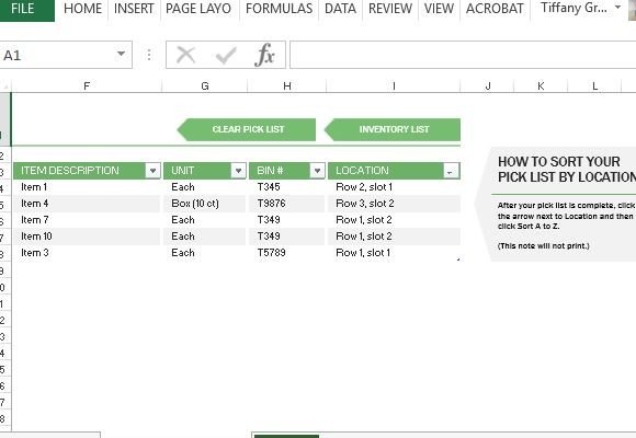 Warehouse Inventory Excel Template