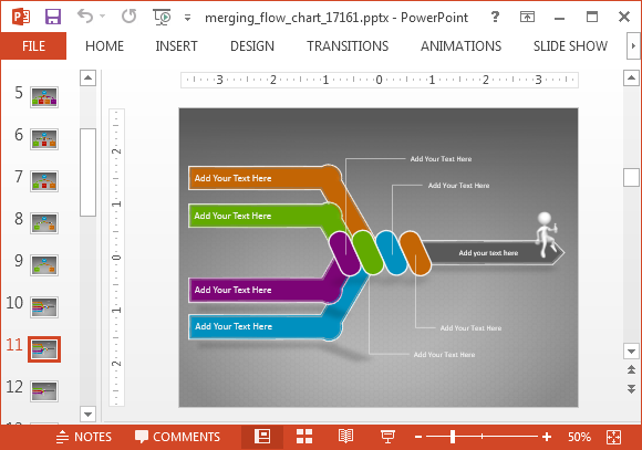 website flowchart PowerPoint Arrows Merging Animated Template Flowchart