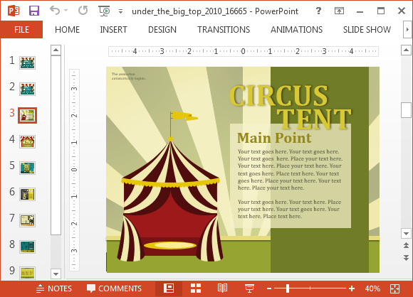 animated circus powerpoint template space themed powerpoint template free