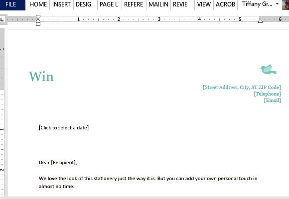 standard letterhead template for word