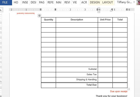 standard business invoice template for word business invoice