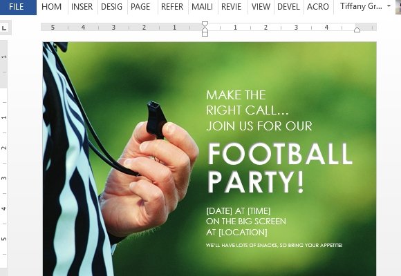 how to create football party flyer in word