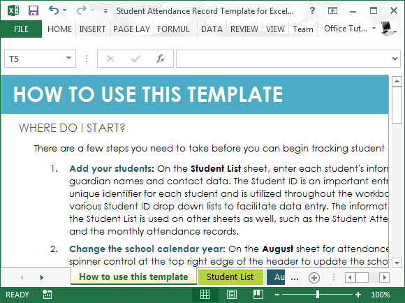 student attendance record template for excel