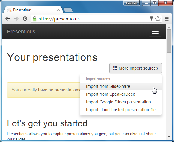 import from slideshare or google slides fppt